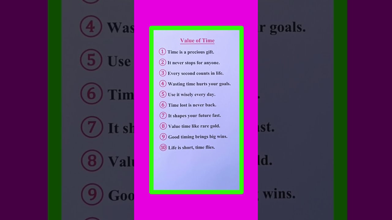 10 Lines On Value Of Time In English Essay