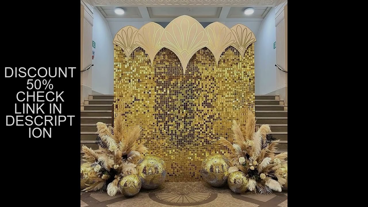 12/24/30pcs Gold Shimmer Wall Backdrop Square Glitter Panels Birthday Wedding Anniversary Party Phot