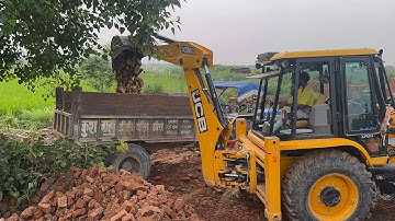 Jcb Backhoe Loading Bricks Into Many Tractors| New Jcb Machine Loading Video|