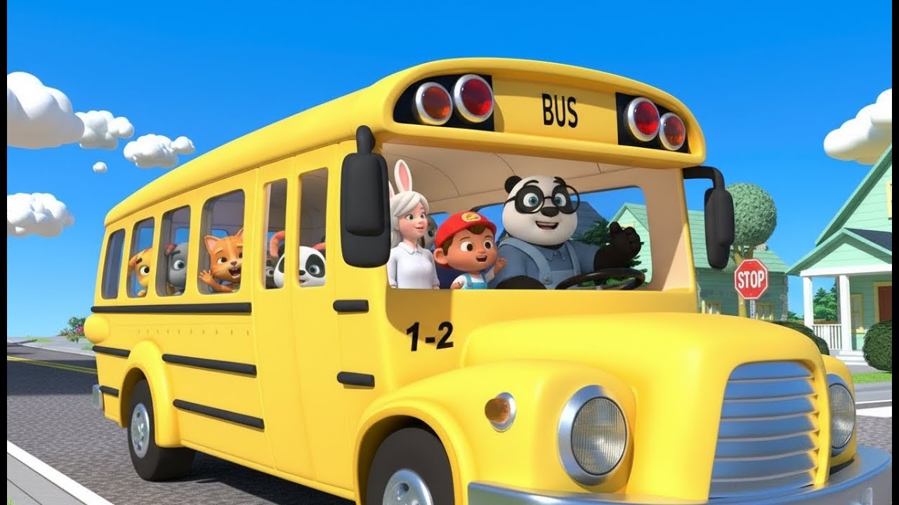 Wheels on the Bus Goes Wild | Happy Animal Friends 3D Kids Song