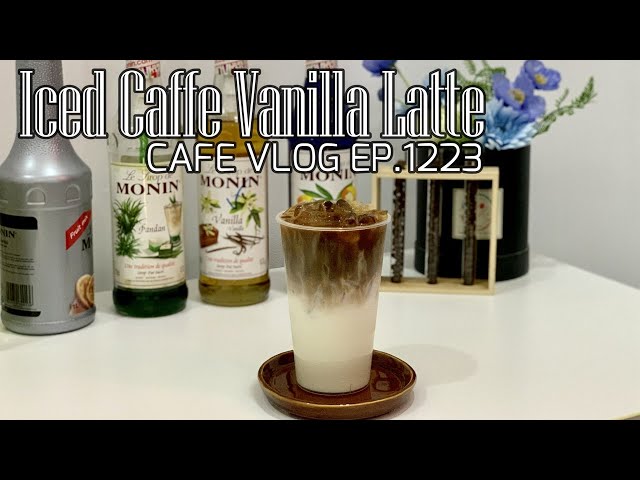 Cafe Vlog EP.1223 | Iced Caffe Vanilla Latte | Medium size | Coffee vanilla class=