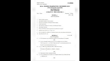 PG MATHS REAL ANALYSIS 1(Annamalai University) QUESTION PAPER