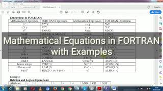 Mathematical Equations in FORTRAN | Expression in FORTRAN