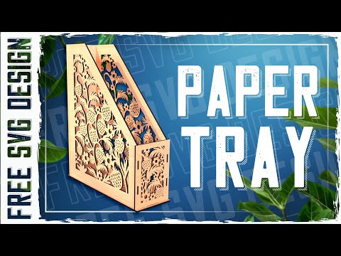 Laser cut and engrave Laser Cut Wooden Paper Tray with Floral and Strawberry Design