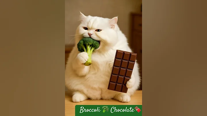 Watch the video about Cute cat eating Broccoli Chocolate #cat #catlover #cutecat #love #catvideos #shortsfeed #shorts #ai