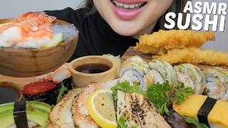 SUSHI ASMR *Aburi Sashimi, Jumbo Green Dragon Roll, Assorted Nigiri with Shrimp Tempura | N.E