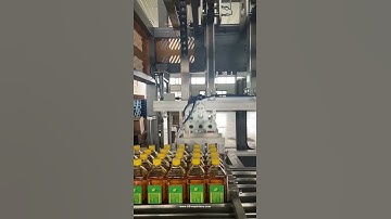 Automatic robot hand oil bottle cartoning machine encasing line box case packing line