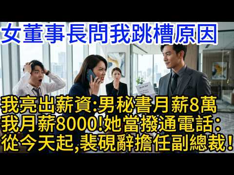女董事長問我跳槽原因，我果斷亮出薪資：「男秘書月薪8萬，我月薪8000」她當撥通電話：從今天起，裴硯辭擔任副總裁！