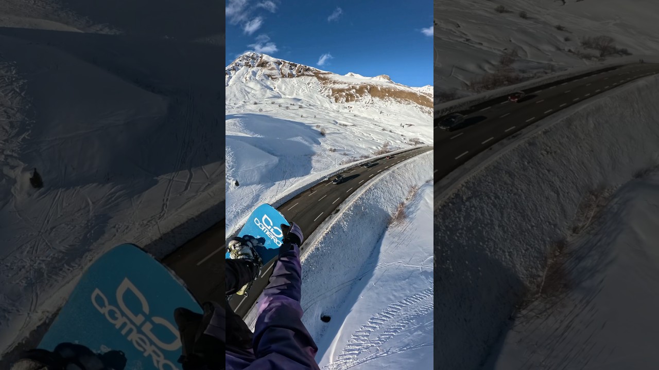 FLYING OVER THE ROAD #kite #snowkite #snowboard #snowboarding #flight #airtime #fly #og