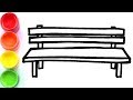 Drawing Park Bench and coloring for kids