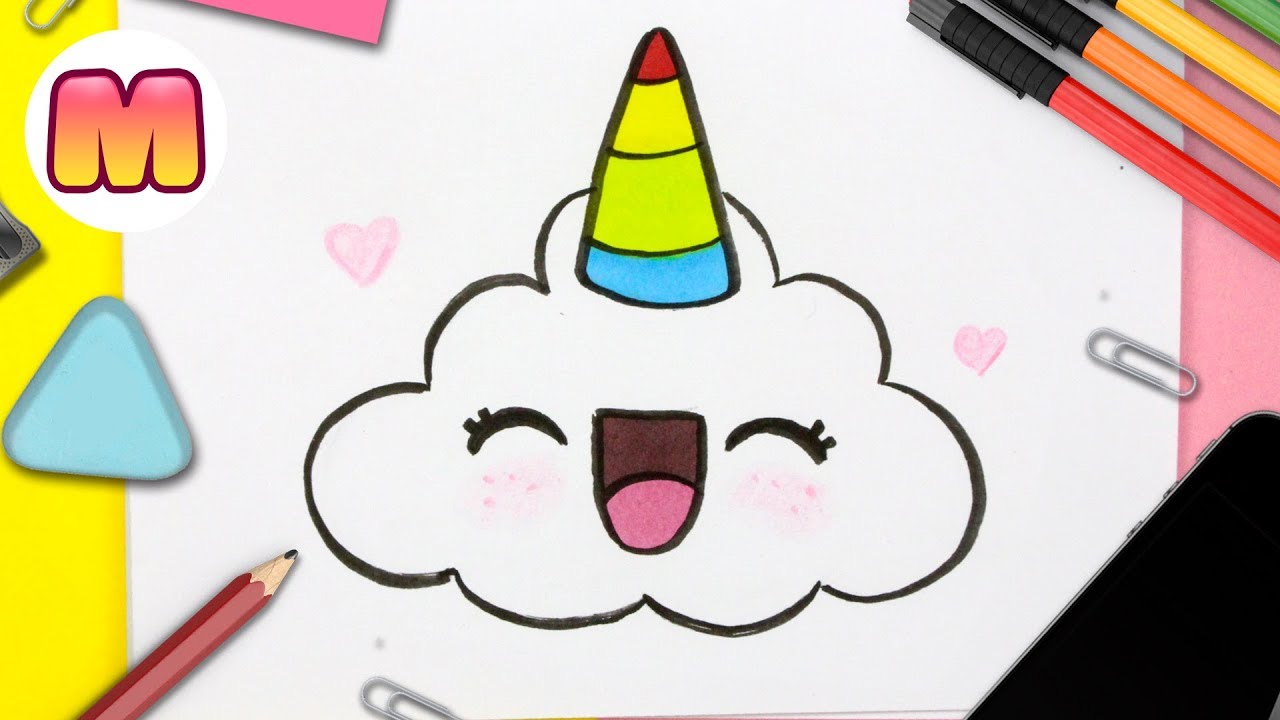 COMO DIBUJAR UNA NUBE UNICORNIO KAWAII - Dibujos kawaii faciles - Como  dibujar cosas kawaii - YouTube