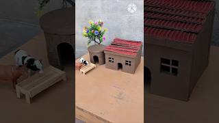how to make mini diy clay house 🏠 | mini cowshed | mud house | #art #craft #house #diy