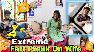 Extreme Fart Prank on wife 🐘💨|| Kusu prank tamil || #prank #coupleprank