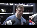 Charlie Coyle, Boone Jenner, Cole Sillinger and Head Coach Rick Bowness | Postgame Media