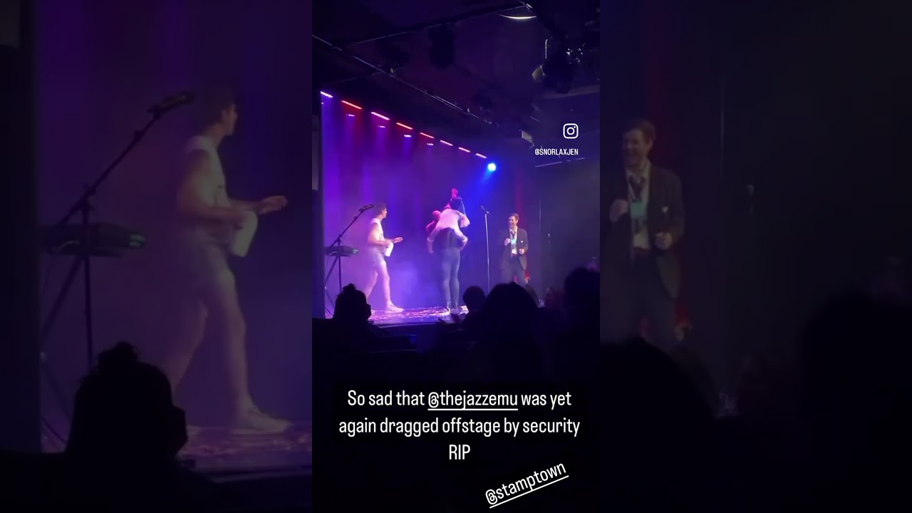Jazz Emu gets dragged off stage by security at Stamptown
