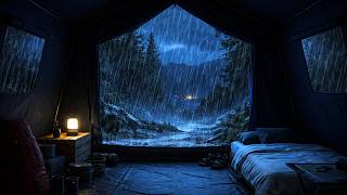 Rain On Tent Sounds for Sleeping In A Silent Woodland During Heavy Midnight Rain