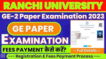 ranchi university 2nd generic paper/GE-2 Paper Examination 2023/ranchi university examination form/