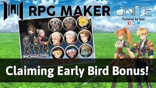 Claiming Early Bird Bonus - RPG Maker Unite