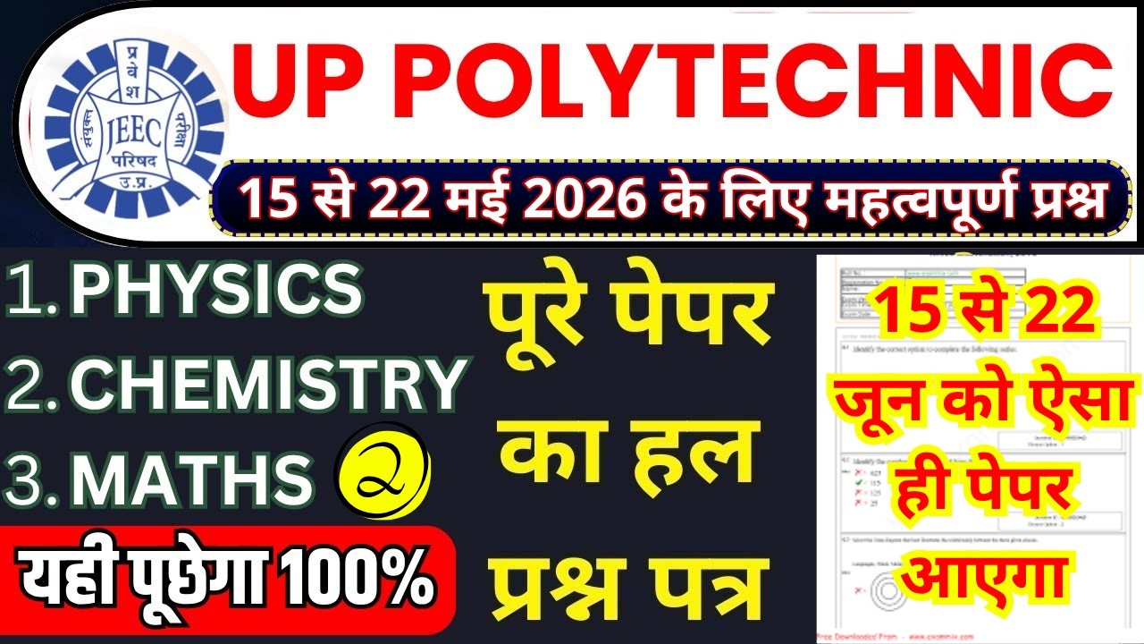 up polytechnic entrance exam 15 may 2026 analysis | Jeecup 15 may paper ...