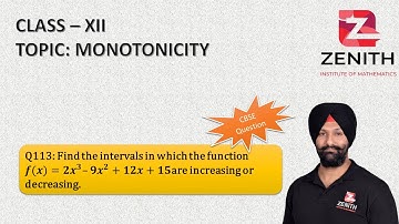 Find the intervals in which the function f(x)=2x^3–9x^2+12x+15are increasing or decreasing.