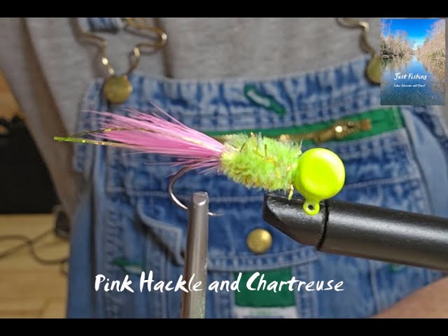 Pink Hackle and Chartreuse Crappie Jig 