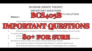 Graph Theory, Important questions, BCS405B, 22 scheme, CSE Stream with pdf