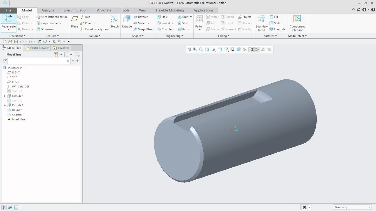 Protected Type Flange | Shaft and Key | Part Model | CREO Parametric 5.0