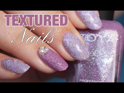 How to create textured nails using stencils/nail vinyls! Lavender ...