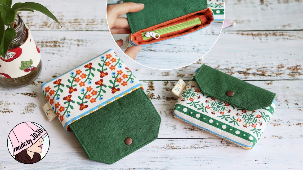 ハンドメイド　フラップウォレット How to Make a JH Mini Flap Wallet with an Inside Zipper Pocket l