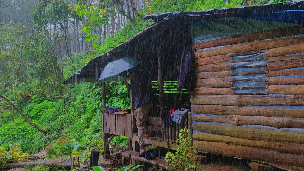 Kedinginan 🥶 Di Hajar Hujan Deras Non-stop - Aktivitas Sehari-hari Di Pondok Hutan Hidup Damai