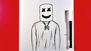 How To Draw Marshmello For Beginners Step By Step Drawing