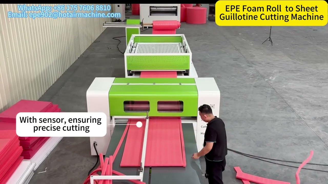 EPE Foam Roll to Sheet Guillotine Cutting Machine | EPE Foam Air-Venting / De-gassing Machine