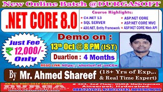 .NET CORE 8.0 Online Training @ DURGASOFT