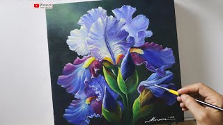 Acrylic Painting an Iris Flower for Beginners Easy Step by Step Tutorial