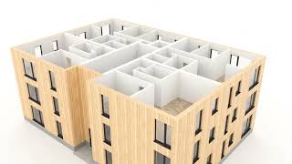Woodhouse Academy 3D Animation – Factory-Based Wooden House Production