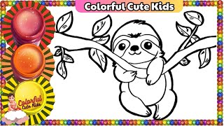 Drawing and Coloring A Cute Sloth 🦥🍃 Drawings For Kids | CCK