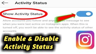How to Enable & Disable Instagram Activity Status || Instagram Activity Status Setting