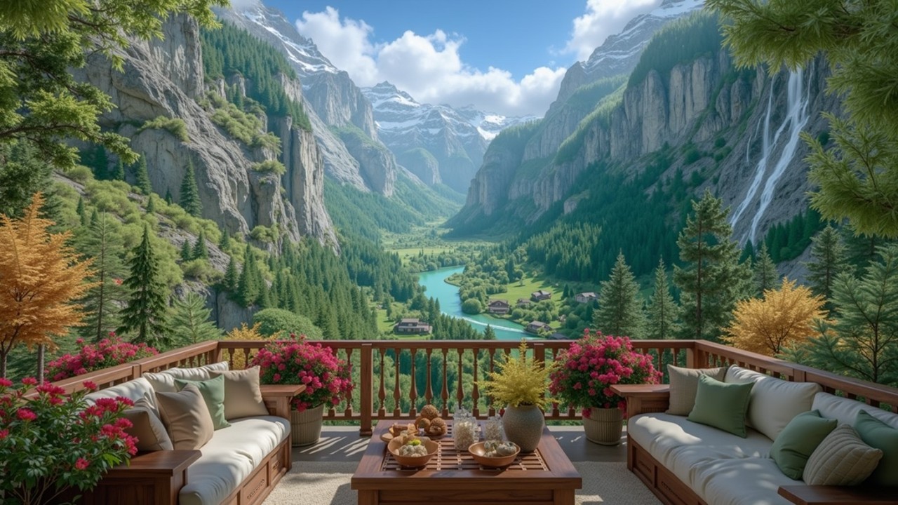 Утренний джаз, нежные звуки, атмосфера горной террасы