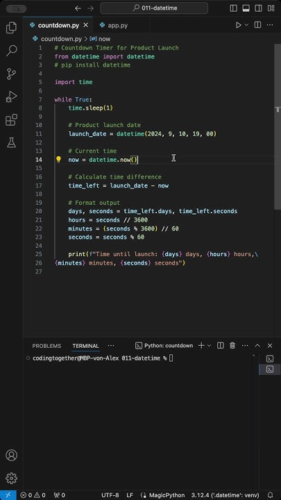 How to create a Countdown with DATETIME in Python #python #programming ...