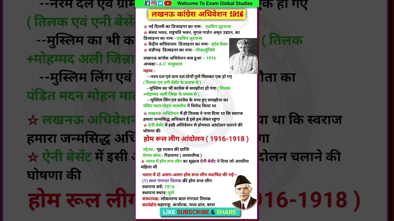 लखनऊ अधिवेशन 1916 | EXPLAINS Lucknow Pact 1916 | लखनऊ समझौता | Modern History Class-33 
