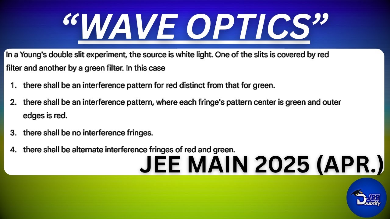 In a Young's double slit experiment, the source is white light. One of the slits....| Doubtify JEE