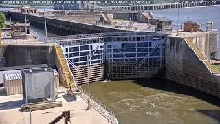 Mississippi River lock and Dam 19 Keokuk, Iowa on August 16th, 2021 we have a Kayak using the lock