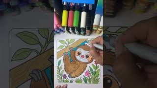 Cozy Sloth Coloring | From Outline to Soft Colors