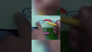How to draw a rainbow with clouds #shorts #rainbow #clouds #cutedrawings