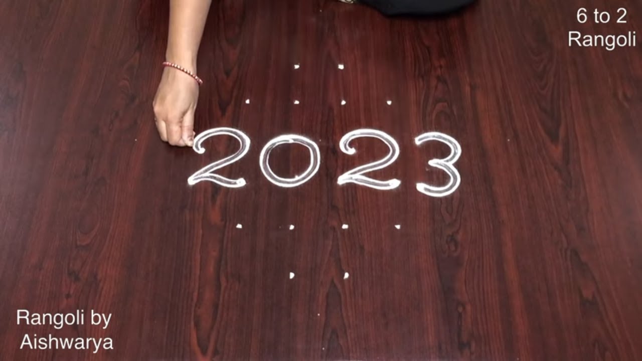 2023 Happy Year Muggulu 6 Dots Rangoli
