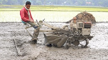 Leveling the Soil by Using Power Tiller machine | Power tiller machine video |