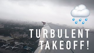AIR INDIA A319 SCARY TURBULENT TAKEOFF FROM MUMBAI!