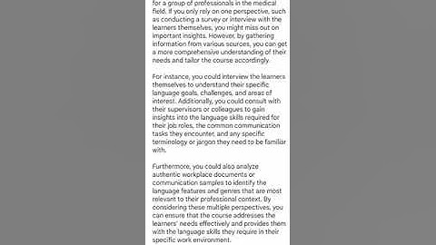 MODULE 2 UNIT 5 APPROACHES AND TECHNIQUES FOR NEEDS ANALYSIS; PRINCIPLES FOR NEEDS ANALYSIS (Part 1)