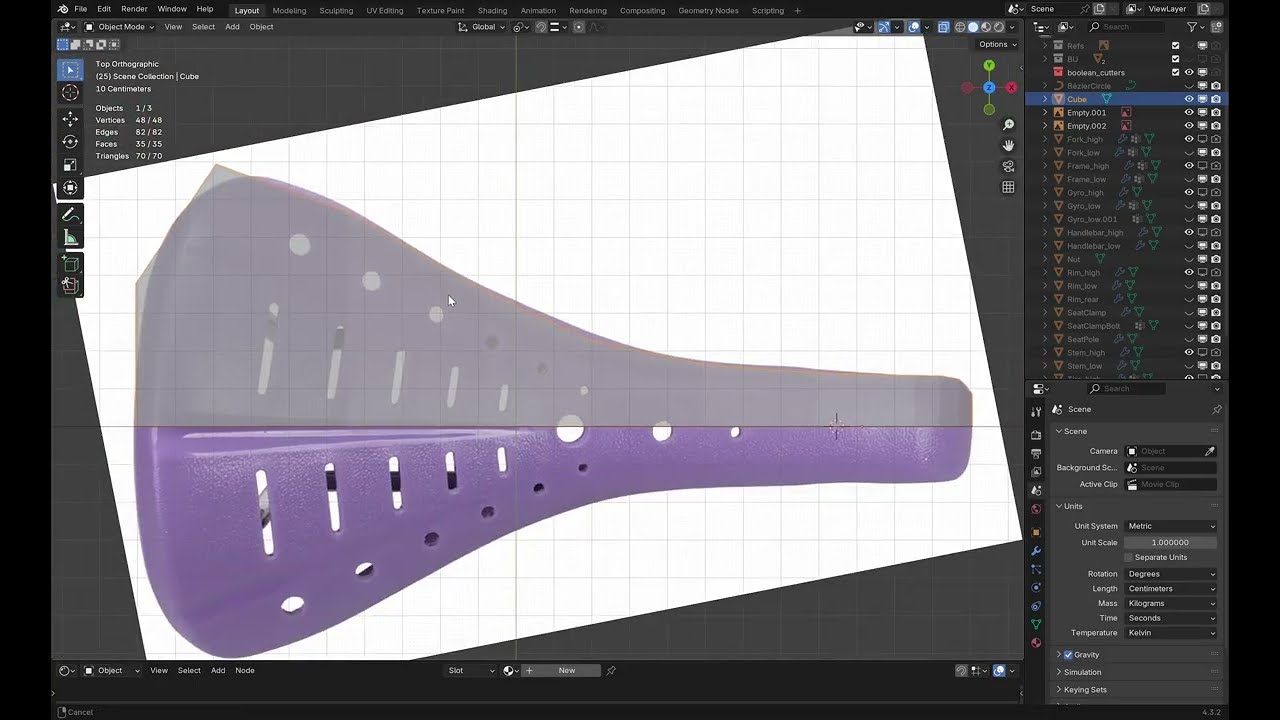 Part 6 of making a BMX Bike with Blender. The saddle and related components.