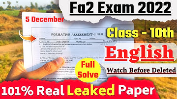 Ap 10th Class Fa-2 💯 Real English 🥳Question Paper (2022-23) || 10th Class fa2 English Question Paper